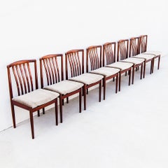 Vintage Danish Modern Solid Oak Slat Back Dining Chairs by Vamdrup