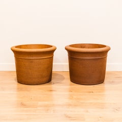 Mid Century Architectural Pottery Speckled Stoneware Planters