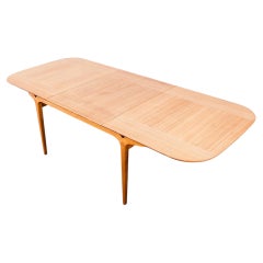 Table de salle à manger MCM « Brown Saltman » en acajou des années 1950, restaurée, avec deux rallonges