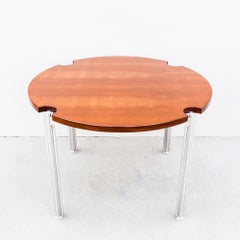 Restored Mid Century Walnut & Steel Dining Table by Risom Design