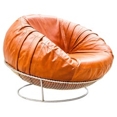 Percival Lafer MP-87 Lounge Chair in Cognac Leather, 1970s Brazilian Mid Century