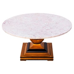 Vintage Pink Travertine Pedestal Base Coffee Table by Hekman