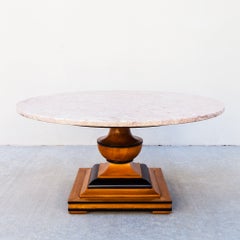Vintage Pink Travertine Pedestal Base Coffee Table by Hekman
