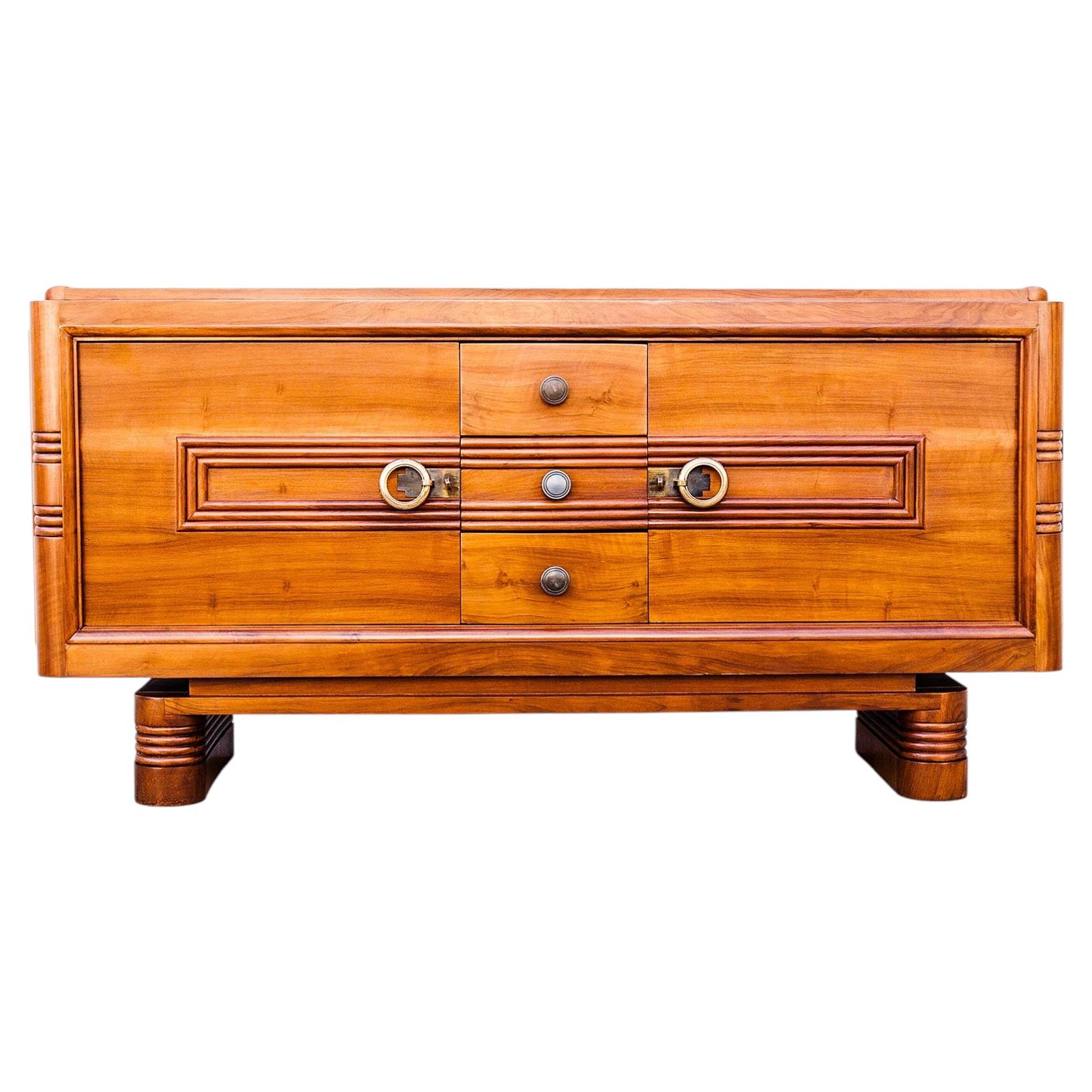 Restored 1930s Charles Dudouyt French Art Deco Sideboard / Buffet in Walnut For Sale