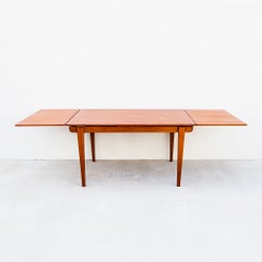 Restored 1960s Danish Modern Teak Draw Leaf Dining Table after Hans Wegner