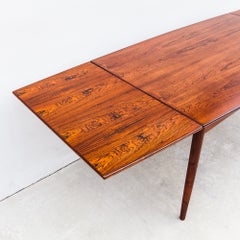 Restored Danish Mid Century Modern Rosewood Hidden Leaf Dining Table