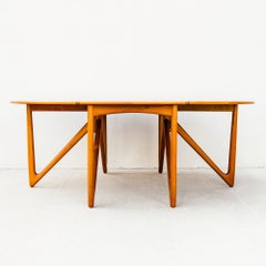 Restored Biomorphic Drop Leaf Teak Dining Table by Niels Koefoed, Denmark 1970s
