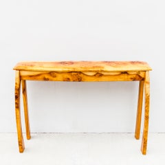 Vintage Studio Crafted Burl Maple Postmodern Console or Entry Table