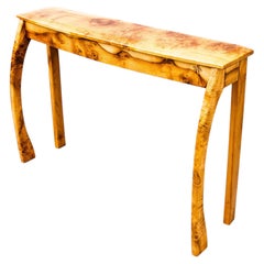 Vintage Studio Crafted Burl Maple Postmodern Console or Entry Table