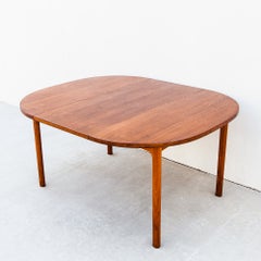 Restored Scandinavian Mid Century Modern Expandable Walnut Dining Table by Dux