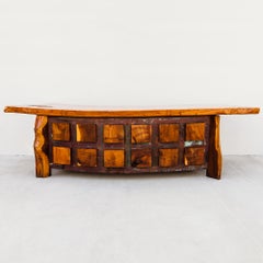 One of One Old Growth Redwood Live Edge Desk with Hammered Copper Detailing