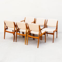 Restored Arne Vodder Ella Tilt-Back Dining Chairs in Teak & Leather, Danish MCM