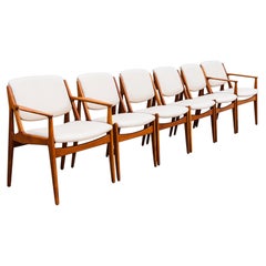 Restored Arne Vodder Ella Tilt-Back Dining Chairs in Teak & Leather, Danish MCM