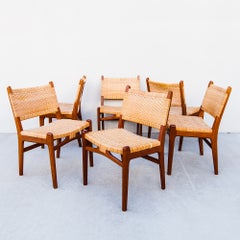 Original Hans Wegner CH31 Teak & Rattan Dining Chairs, Danish Mid Century Modern
