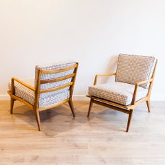 Fauteuils de salon Carlo de Carli en noyer des années 1950, restaurés, modèle 137 pour Singer & Sons