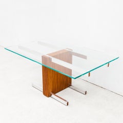 Vladimir Kagan Zebrawood, Glass, and Crhome Extension Dining Table , Model 6705