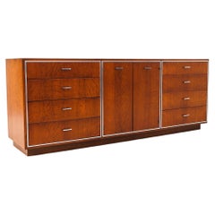 Restored Mid Century Lowboy Dresser With Aluminum Accents by John Stuart