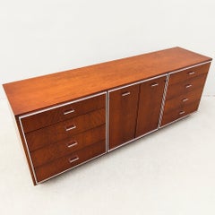 Restored Mid Century Lowboy Dresser With Aluminum Accents by John Stuart