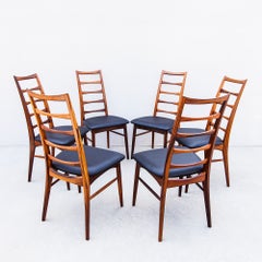 Rare Danish Modern "Lis" Dining Chairs in Rosewood & Leather by Niels Koefoed