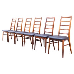 Rare Danish Modern "Lis" Dining Chairs in Rosewood & Leather by Niels Koefoed