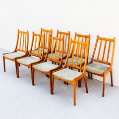 Vintage Scandinavian Modern Mid Century Teak Slat Back Dining Chairs