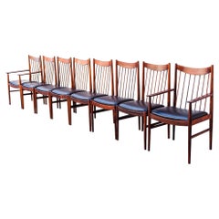 Vintage Arne Vodder Model 422 Rosewood & Leather Danish Modern Dining Chairs