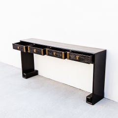Early 20th Century Chinese Ming-Style Black Lacquer Console Table