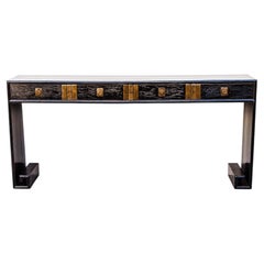Early 20th Century Chinese Ming-Style Black Lacquer Console Table