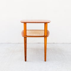 Danish Modern Solid Teak & Cane "Minerva" Side Table by Hvidt & Molgaard-Nielsen