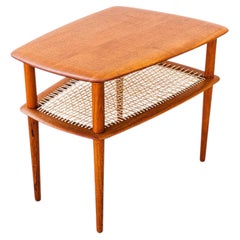 Danish Modern Solid Teak & Cane "Minerva" Side Table by Hvidt & Molgaard-Nielsen