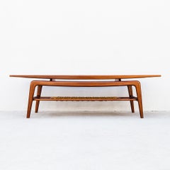 Sculptural Danish Modern Floating Top Teak Coffee Table by Arne Hovmand Olsen
