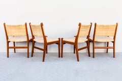 Hans Wegner CH 31 Teak & Rattan Dining Chairs, Danish Mid Century Modern