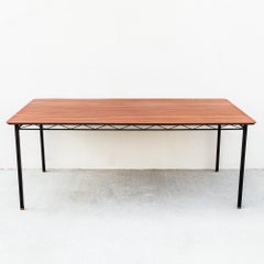 Restored Mid Century Sapele Mahogany & Wrought Steel Dining Table by D.S Vorster