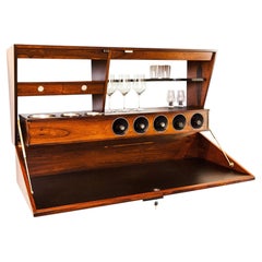 Vintage Danish Modern Wall Mounted Rosewood Dry Bar by Erik Buck for Dyrlund
