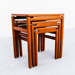 Restored 1960s Danish Mid Century Modern Teak Floating Top Nesting Tables
