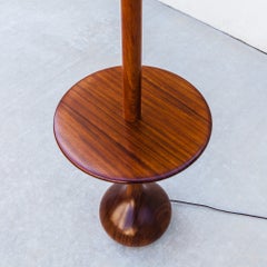Restored 1960s Mid Century Floor Lamp with Teardrop Base and Built-in Side Table