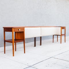 Restored 1960s Sapele Mahogany King Headboard with Built-in Nightstands