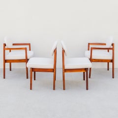 Fully Restored 1960s Jens Risom Oval Back Walnut Library Chairs