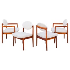 Fully Restored 1960s Jens Risom Oval Back Walnut Library Chairs