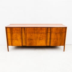 Restored Barney Flagg for Drexel “Parallel” Mid Century Walnut Lowboy Dresser