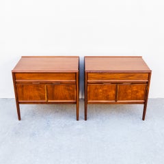 Restored Barney Flagg for Drexel “Parallel” Mid Century Walnut Nightstands