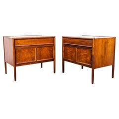 Restored Barney Flagg for Drexel “Parallel” Mid Century Walnut Nightstands