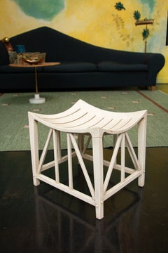 Arts & Crafts White Thebes Stool by Liberty & Co, Oakwood, UK, Circa 1910