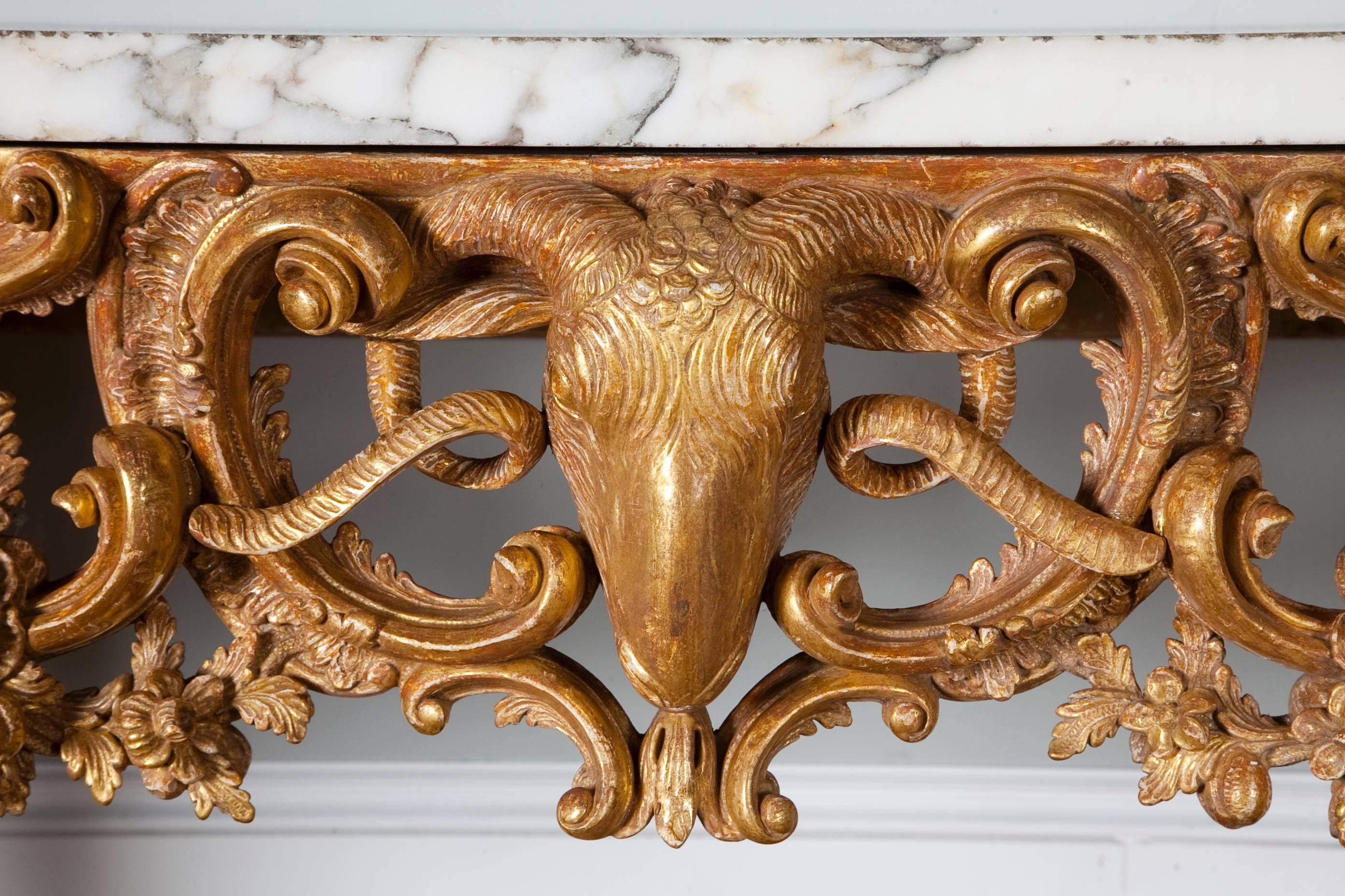 Carved George II Giltwood Console Table For Sale