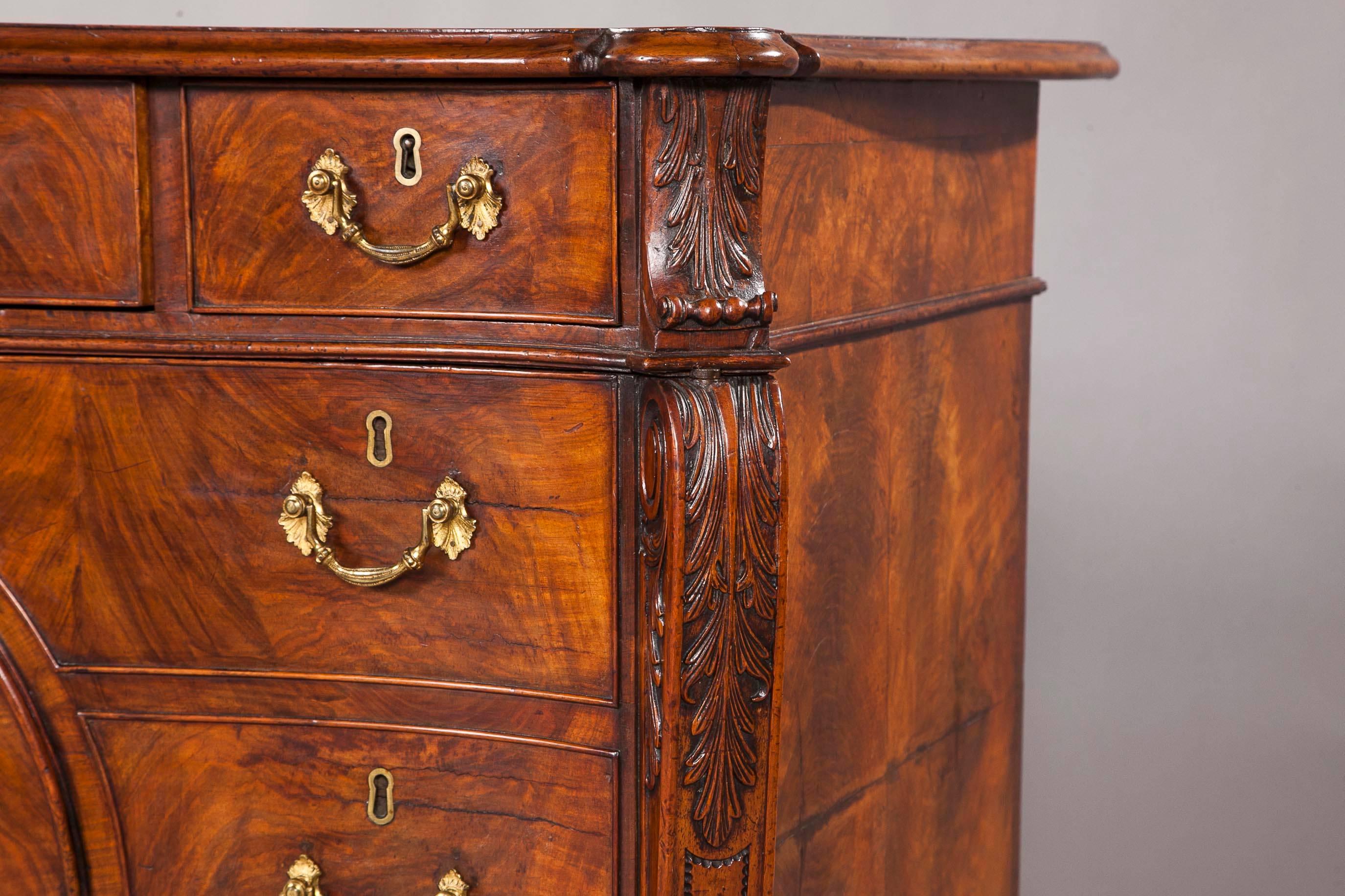 English Important George III Figured Walnut Commode For Sale