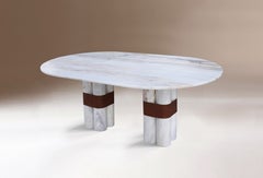 Marble dining table sculptural white marble design by order customize