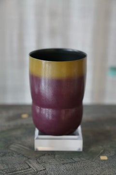 Chinesische Teetasse aus Lack in Lila und Gold, zeitgenössisch