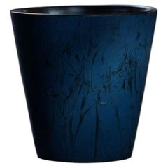 Handcrafted Ceramic Tumbler with Deep Blue Crackle Lacquer Finish