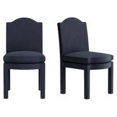 Pair of Leo Dining Chairs, Prussian Linen