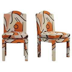 Pair of Leo Dining Chairs, Tangerine